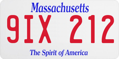 MA license plate 9IX212