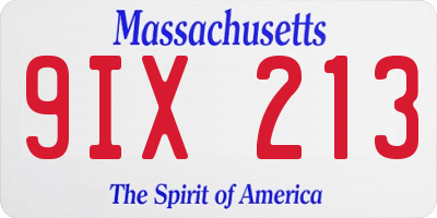 MA license plate 9IX213