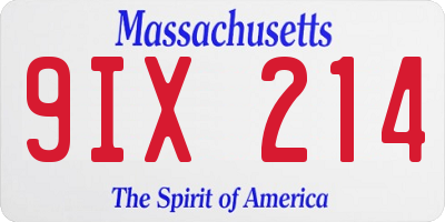MA license plate 9IX214