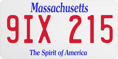 MA license plate 9IX215