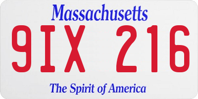 MA license plate 9IX216