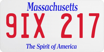 MA license plate 9IX217
