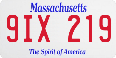 MA license plate 9IX219