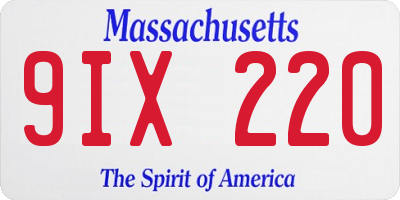 MA license plate 9IX220