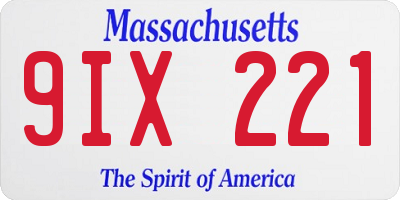 MA license plate 9IX221