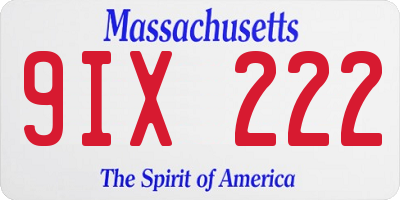 MA license plate 9IX222
