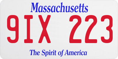 MA license plate 9IX223