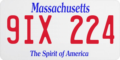 MA license plate 9IX224