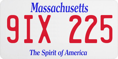MA license plate 9IX225