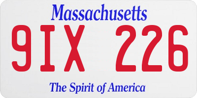 MA license plate 9IX226