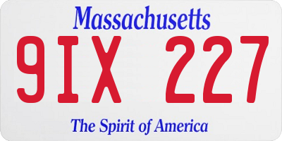 MA license plate 9IX227