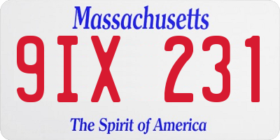 MA license plate 9IX231