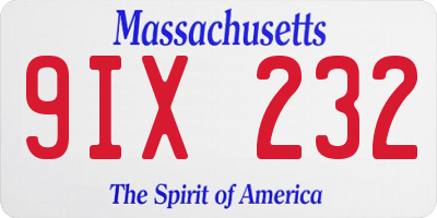 MA license plate 9IX232