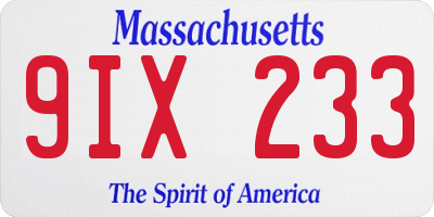 MA license plate 9IX233