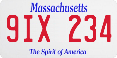 MA license plate 9IX234