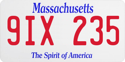 MA license plate 9IX235