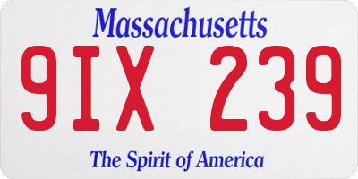 MA license plate 9IX239