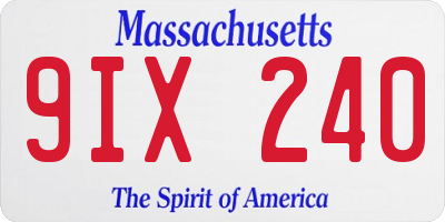 MA license plate 9IX240