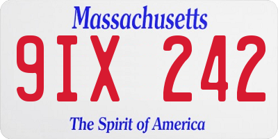 MA license plate 9IX242