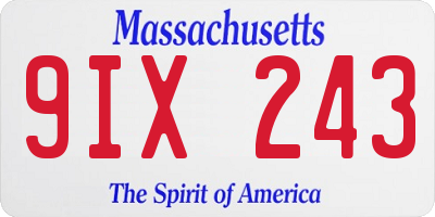 MA license plate 9IX243