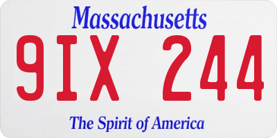 MA license plate 9IX244