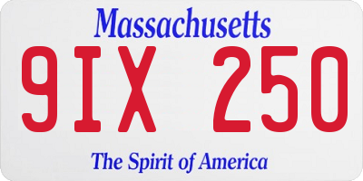 MA license plate 9IX250