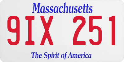 MA license plate 9IX251