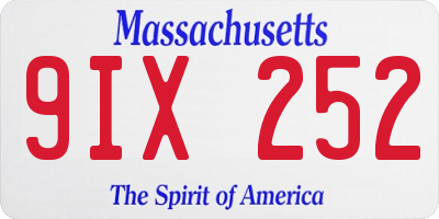 MA license plate 9IX252
