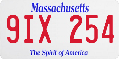 MA license plate 9IX254
