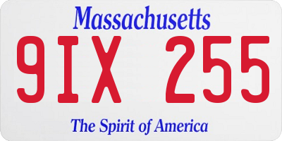 MA license plate 9IX255