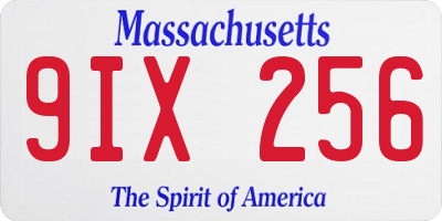MA license plate 9IX256