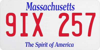 MA license plate 9IX257