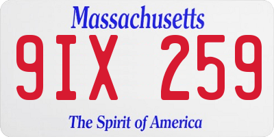 MA license plate 9IX259