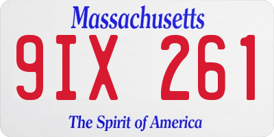 MA license plate 9IX261