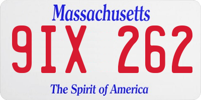 MA license plate 9IX262