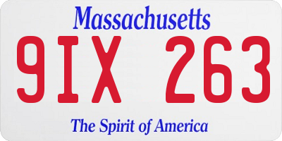 MA license plate 9IX263
