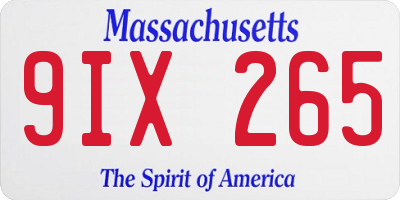 MA license plate 9IX265