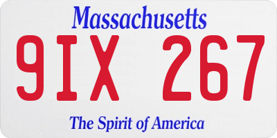 MA license plate 9IX267