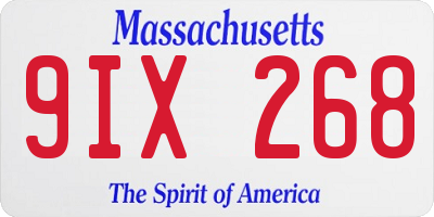 MA license plate 9IX268