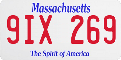 MA license plate 9IX269