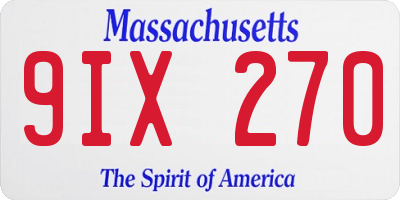MA license plate 9IX270