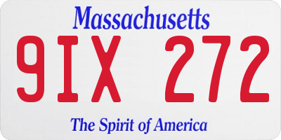 MA license plate 9IX272
