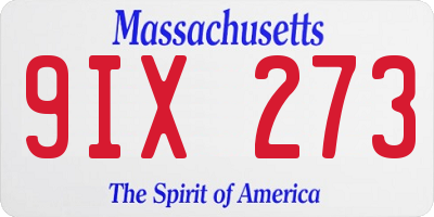 MA license plate 9IX273