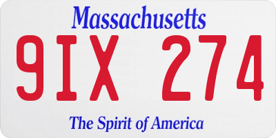 MA license plate 9IX274