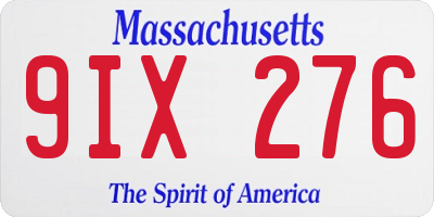MA license plate 9IX276