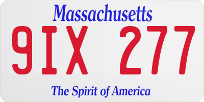 MA license plate 9IX277