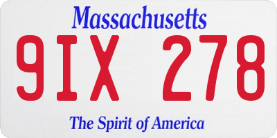 MA license plate 9IX278