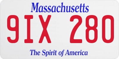 MA license plate 9IX280
