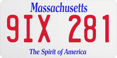 MA license plate 9IX281