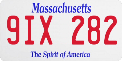 MA license plate 9IX282